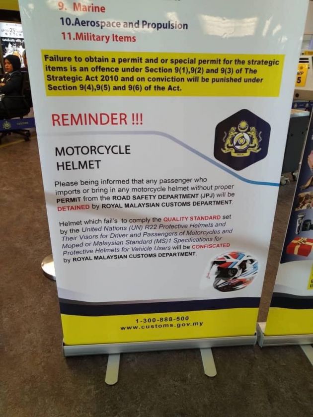 Can you bring your motorcycle helmet into Malaysia? | KwikNews